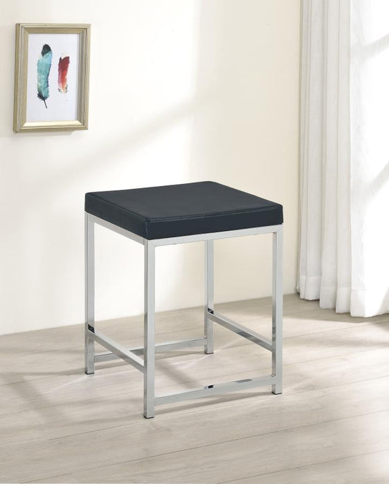 Afshan - Upholstered Square Padded Vanity Stool - Chrome