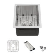 13" Undermount Kitchen Sink 16 Gauge Single Bowl - Brushed Nickel