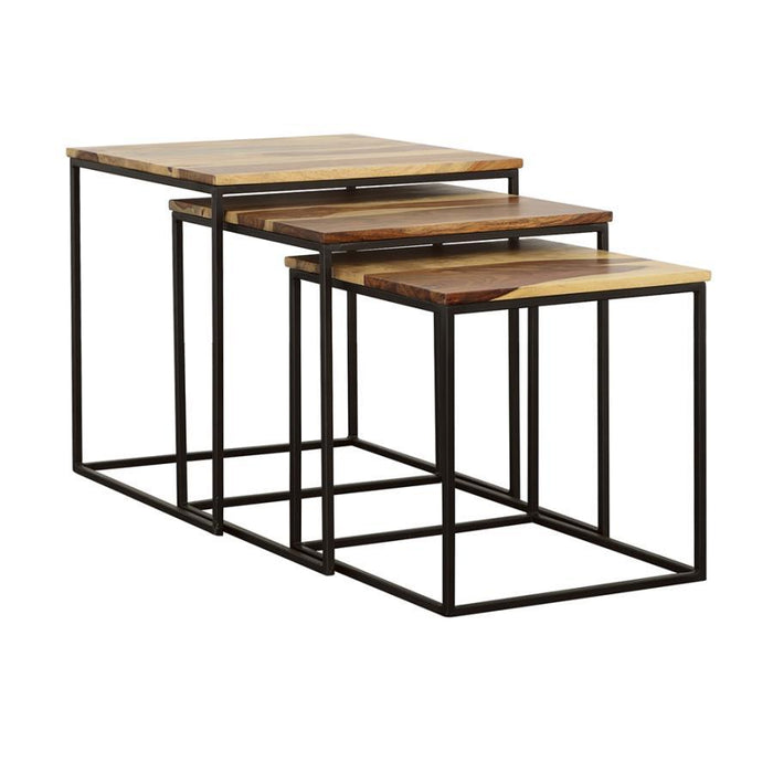 Belcourt - 3 Piece Square Nesting Tables - Natural And Black