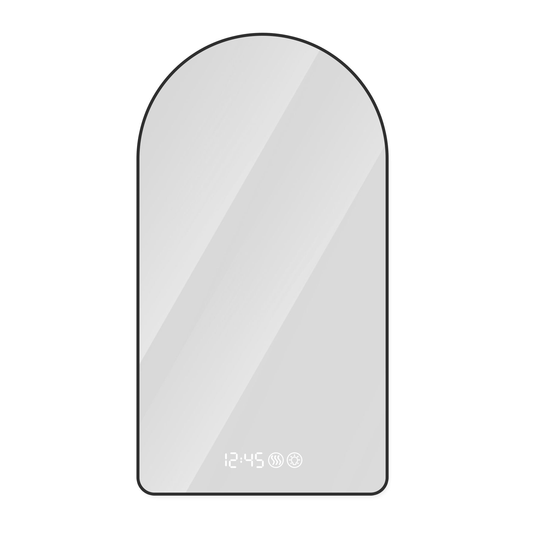 Arched LED Vanity Mirror With Time & Temperature Display, Anti-Fog, Dimmable Backlight In Frame, 3 Color Temperatures