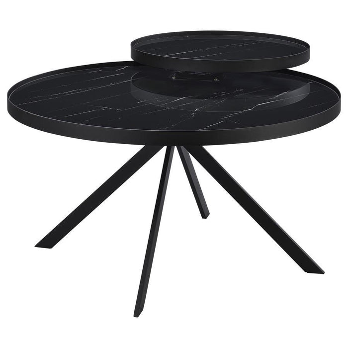 Briggs - Round Marble Printed Glass Top Coffee Table