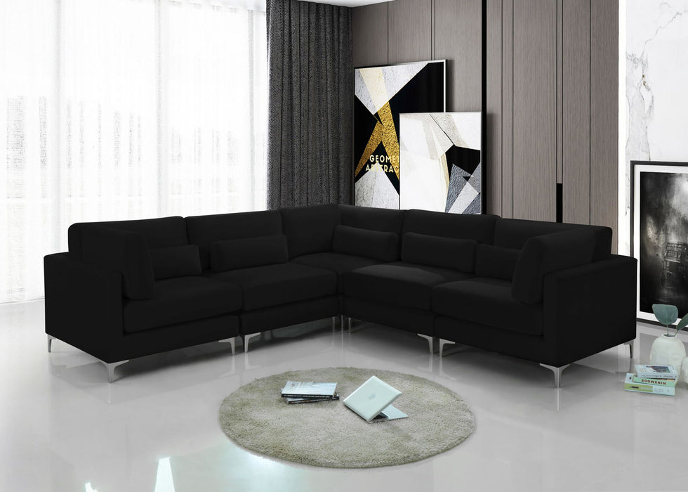 Julia - Modular Sectional 5 Piece - Black - Fabric