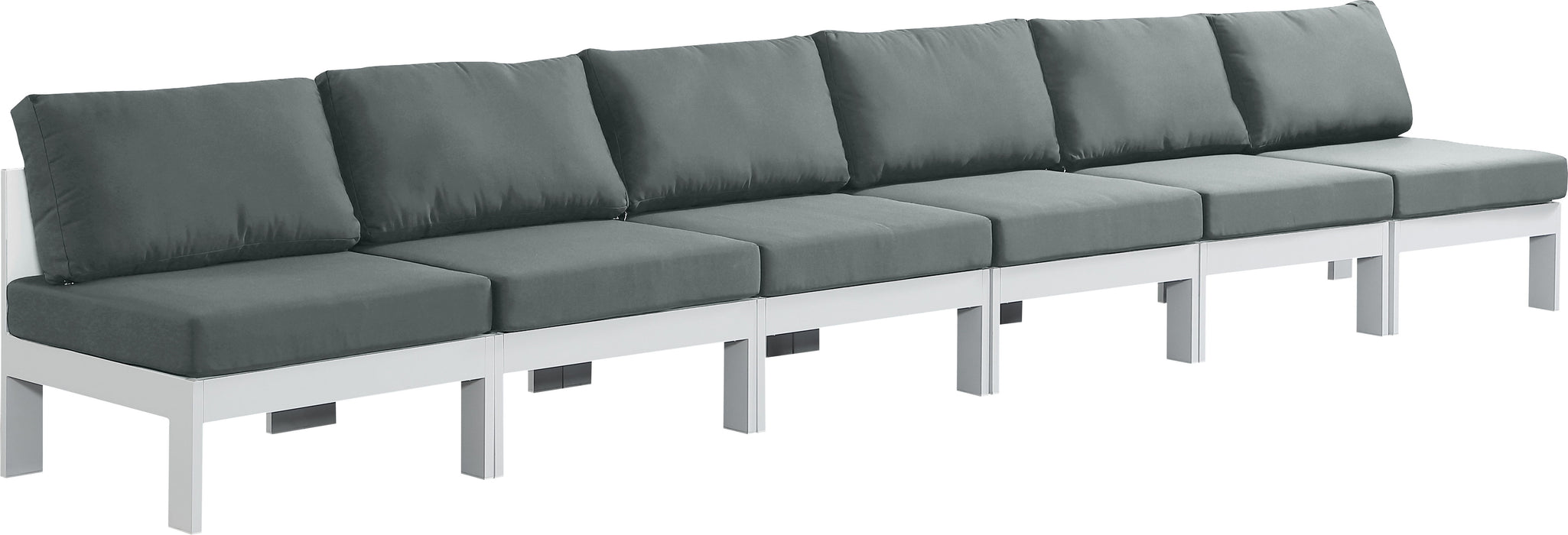 Nizuc - Outdoor Patio Modular Sofa Armless 6 Seats - Grey