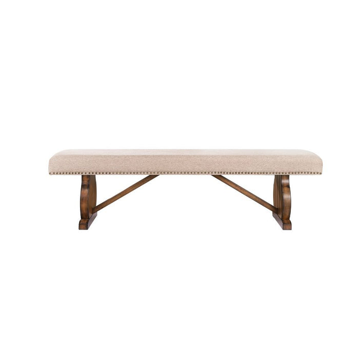 Maurice - Bench - Khaki Linen & Antique Oak