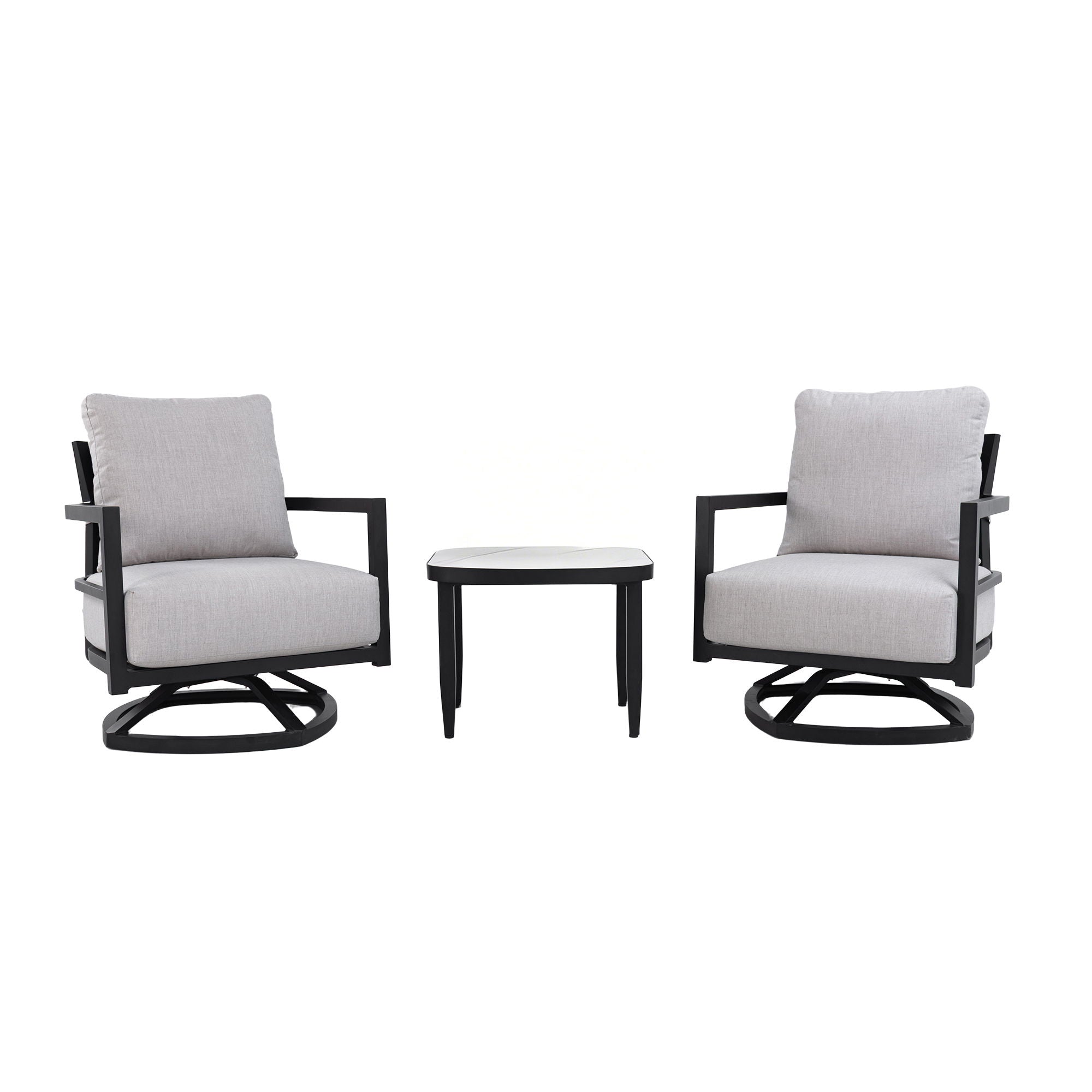 Outdoor Patio Furniture, Chat Set, Sunbrella Cushions And Side Table