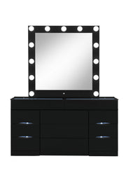 Ella - Vanity Set With Storage Stool - Black