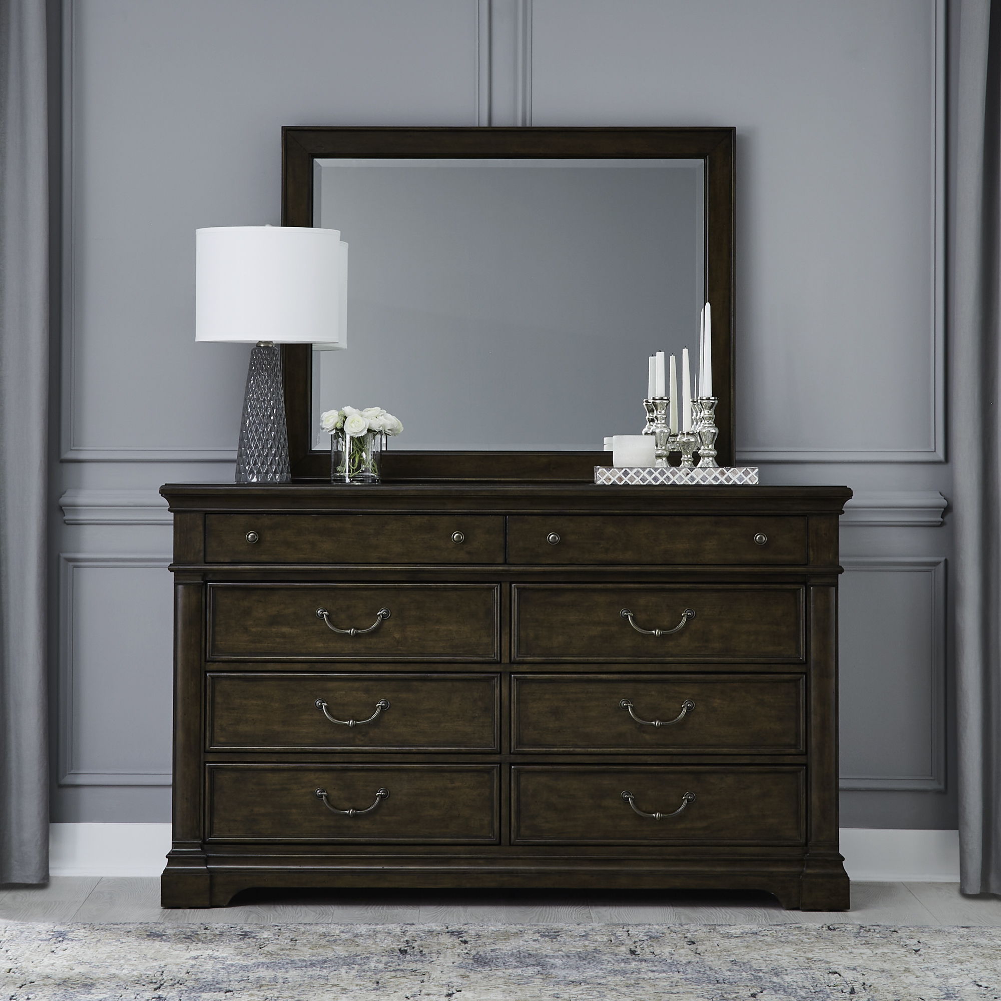 Arden Road - Dresser & Mirror - Satin Cherry