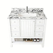 Bathroom Vanity Set With 3 Drawers And Storage Cabinet, Single Faucet Hole - White