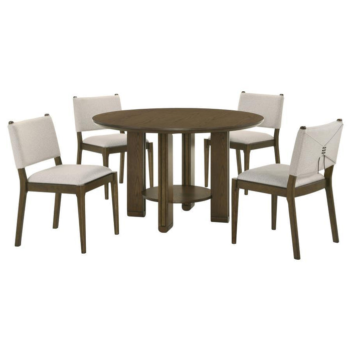 Ottowa - 5-Piece Round Wood Dining Room Table Set - Brown