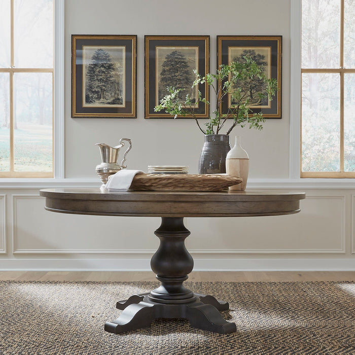 Americana Farmhouse - Pedestal Table Set - Light Brown