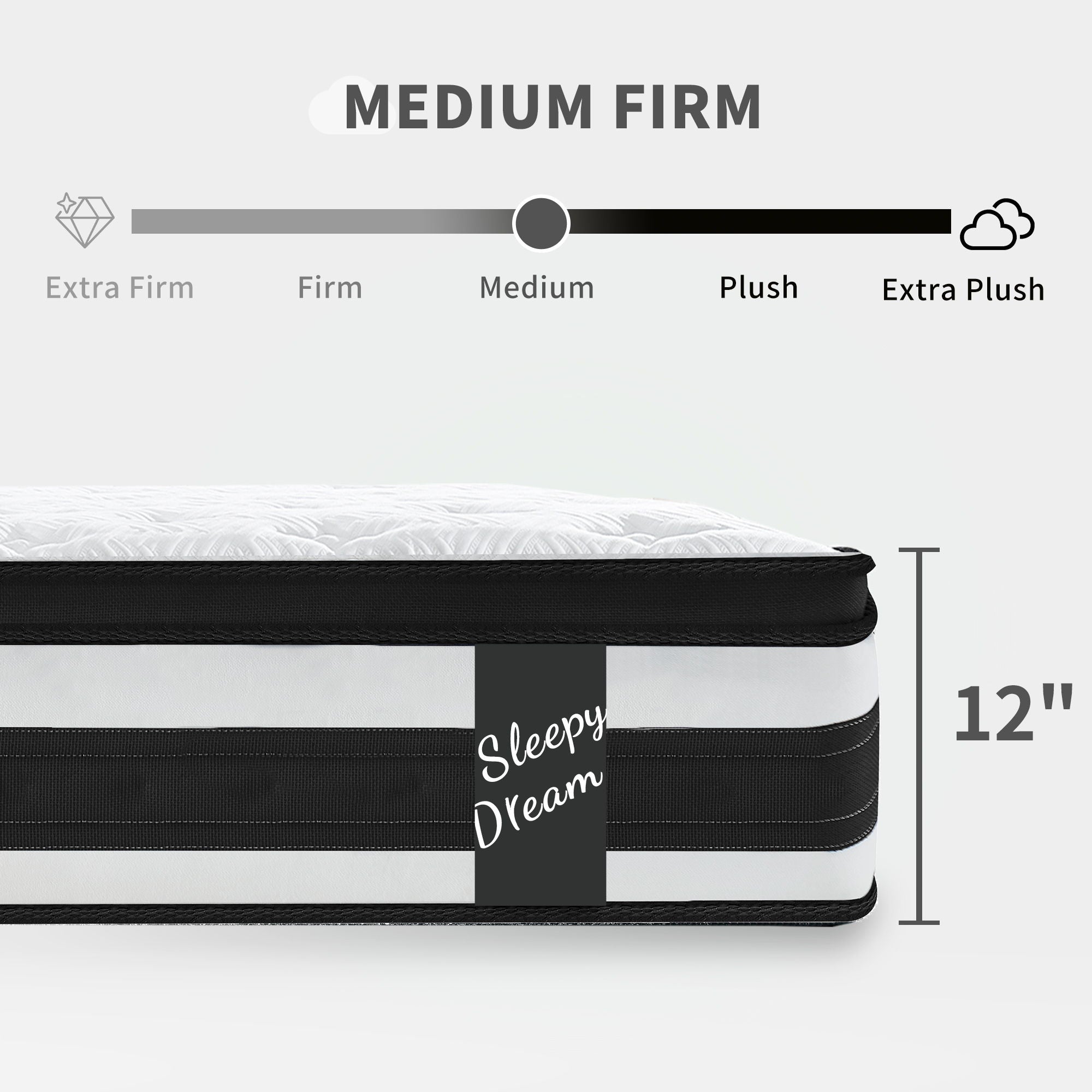 12" Breathable Hybrid Mattress, Memory Foam, Individual Pocket Springs