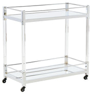 Chaseton - Bar Cart - Clear / Silver Finish