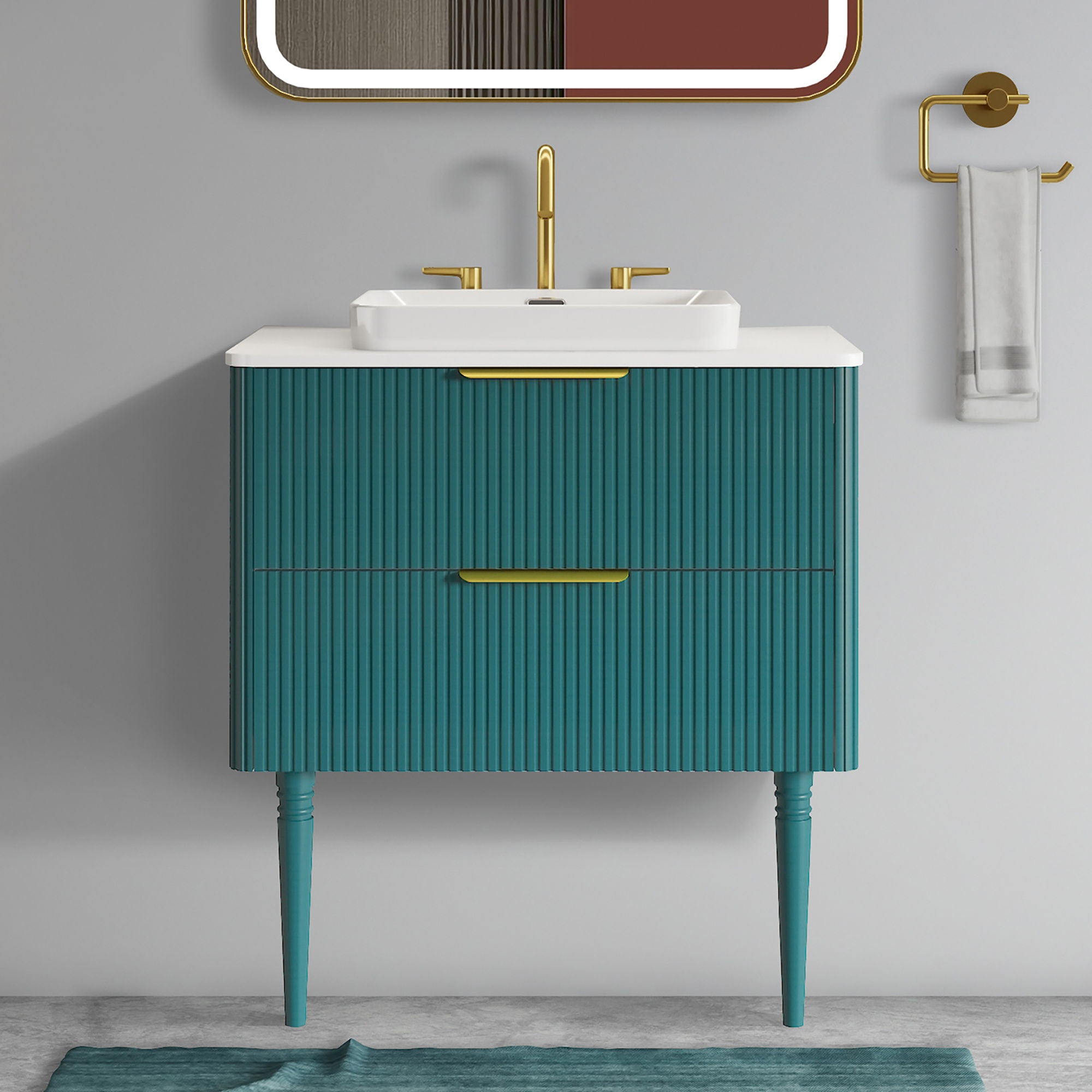 Elena - Modern Bathroom Vanity With Sink With Ample Storage, 2 Soft Close Drawers