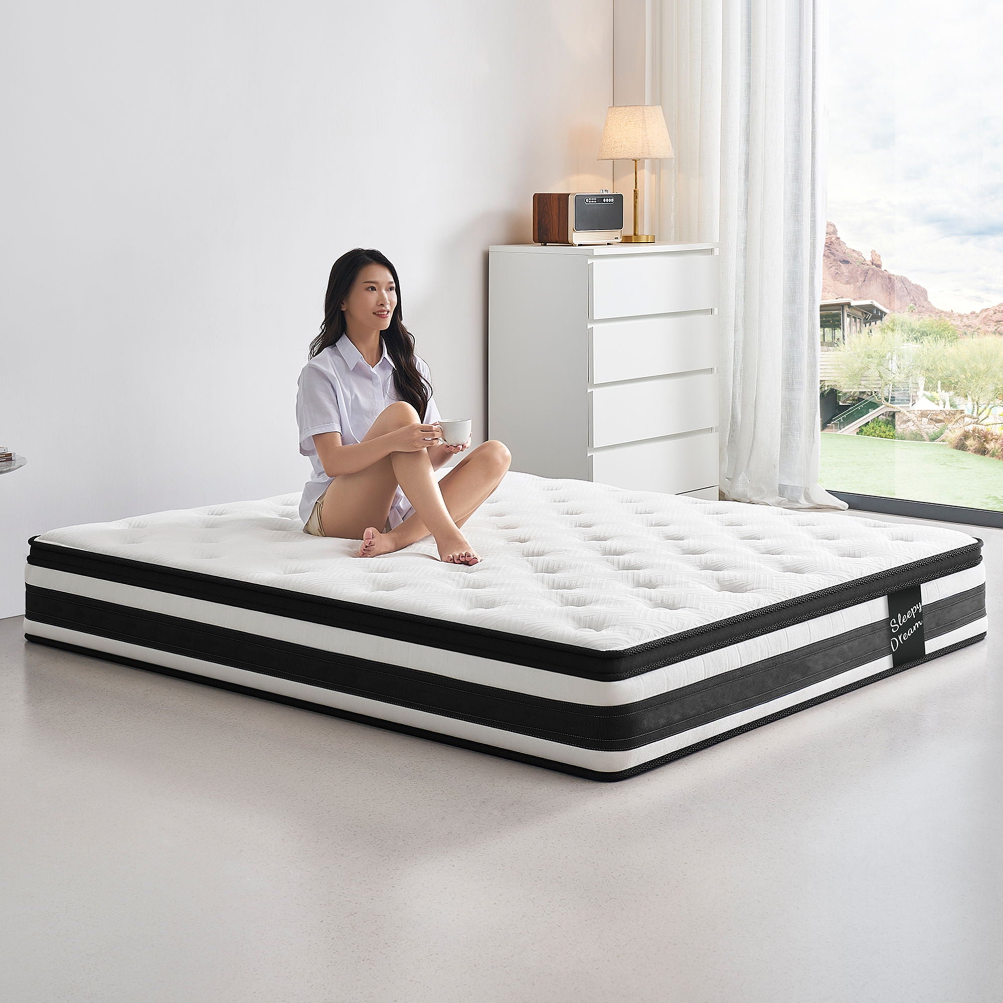 12" Breathable Hybrid Mattress, Memory Foam, Individual Pocket Springs
