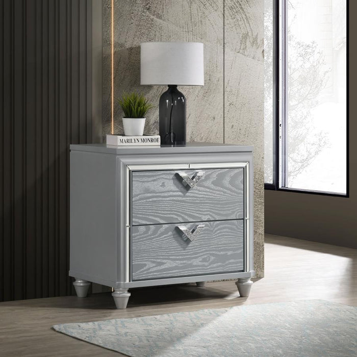 Veronica - 2-Drawer Nightstand - Light Silver