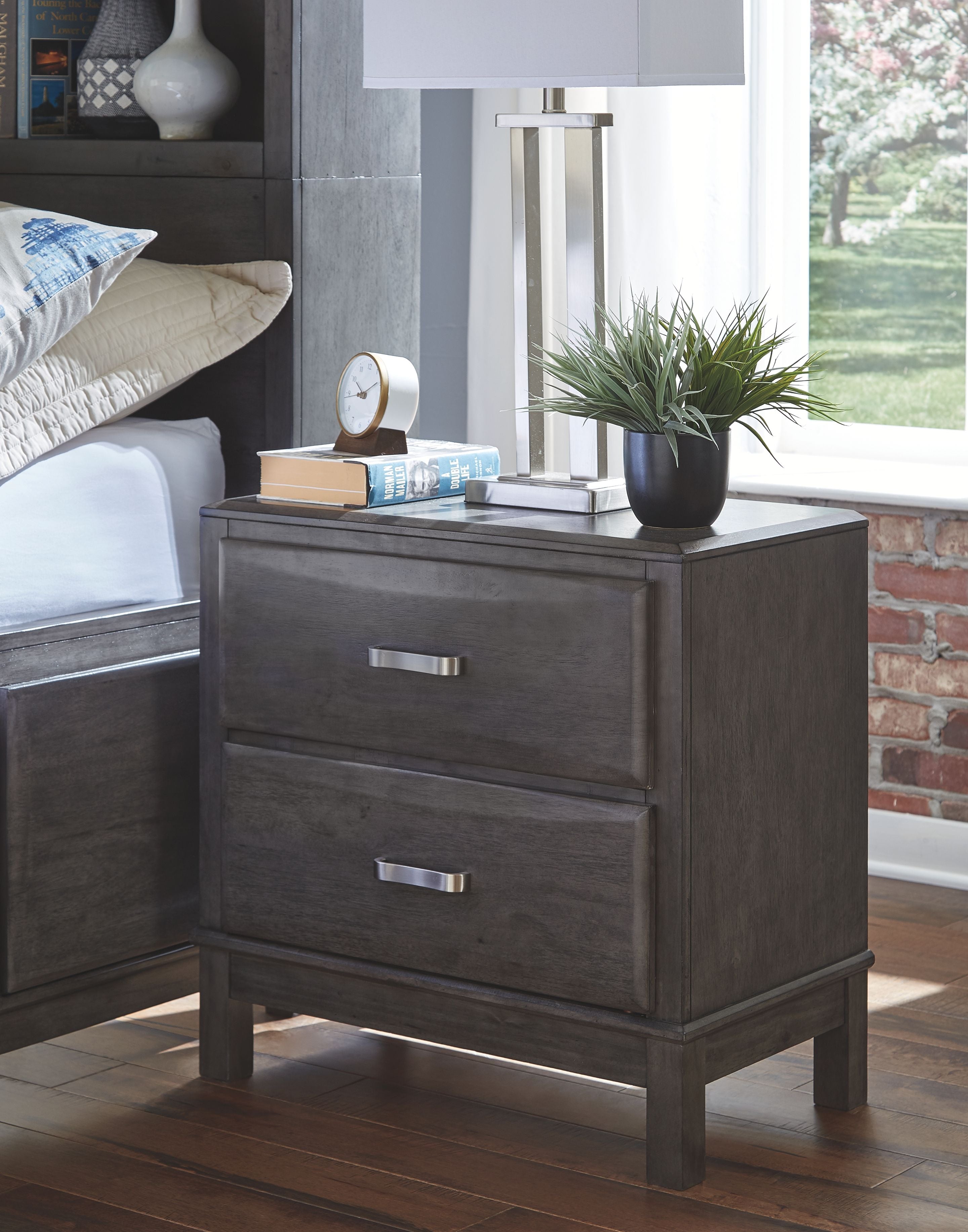 Caitbrook - Two Drawer Night Stand - Gray