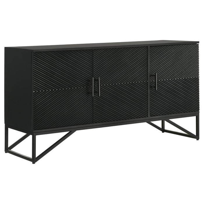 Riddell - 3 Door Wood Reeding Accent Cabinet - Matte Black