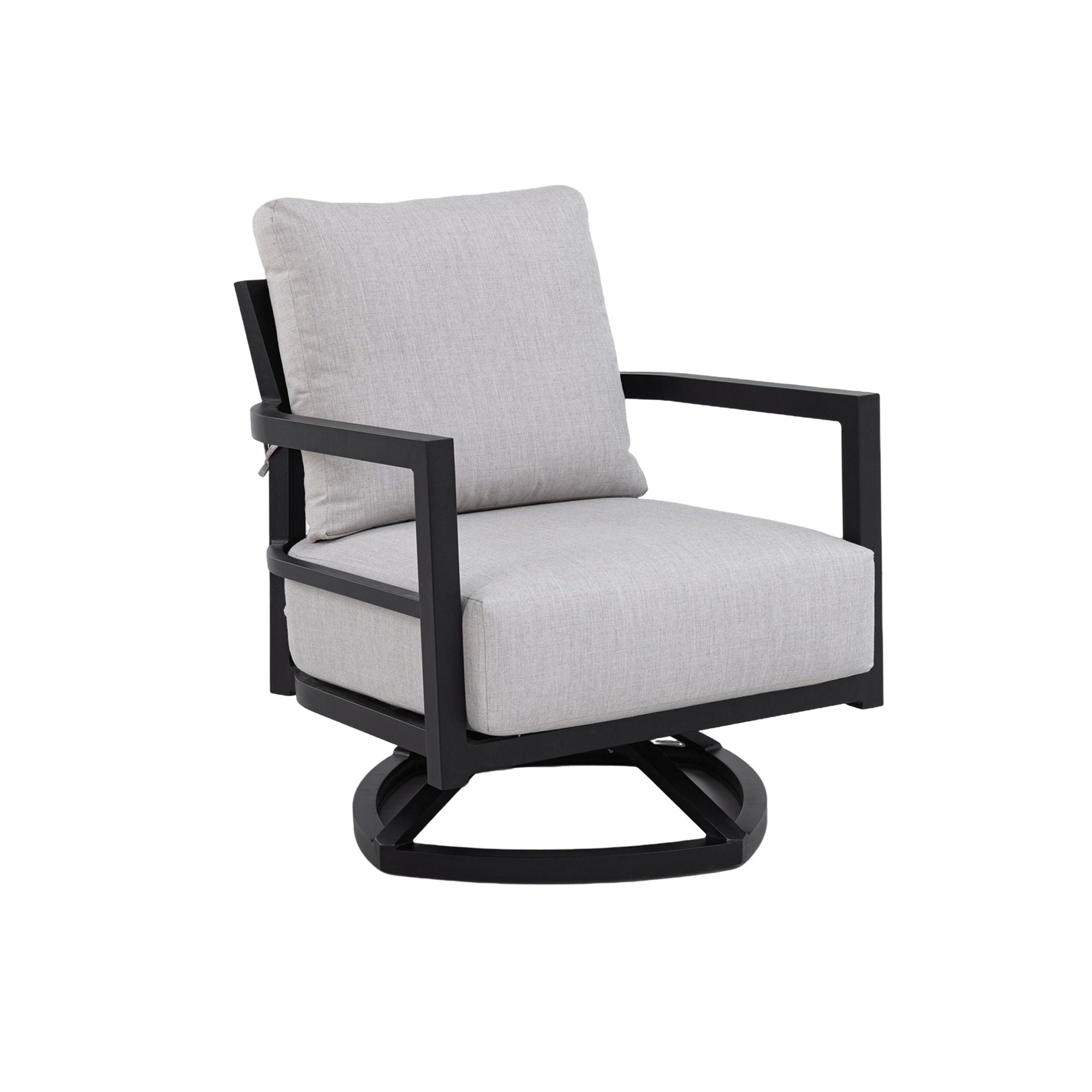 Outdoor Swivel Lounge Chair With Sunbrella Cushion, Weather Resistant - Ember Black