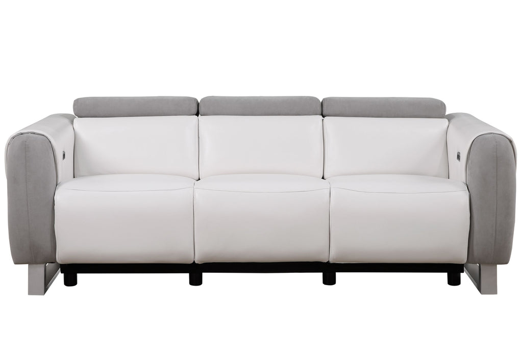 U8520 - Power Reclining Sofa - Blanche White / Gray