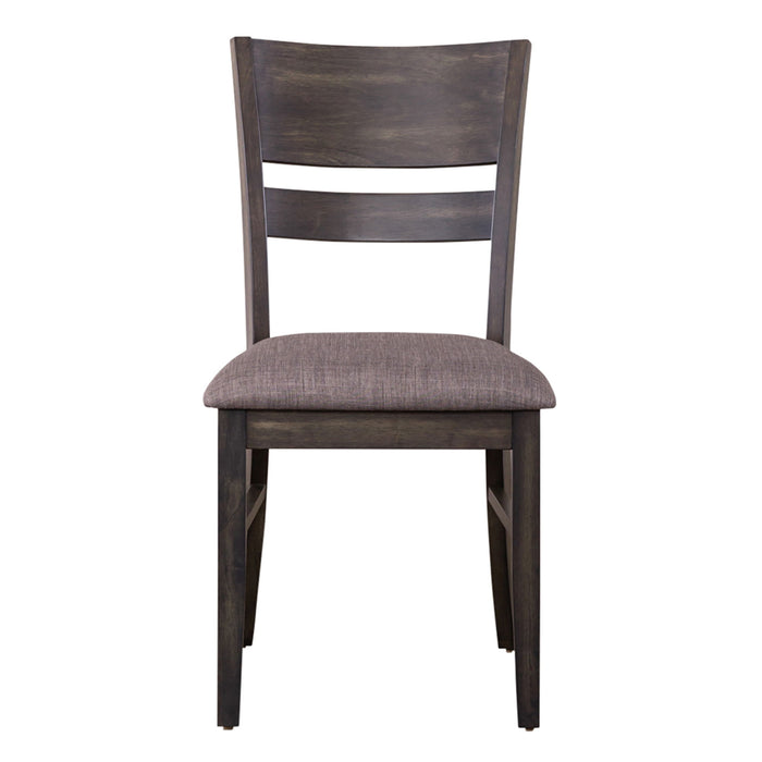 Anglewood - Slat Back Upholstered Side Chair - Dark Brown