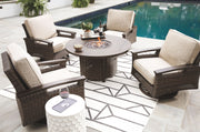Paradise Trail - Medium Brown - 5 Pc. - Conversation Set with 4 Swivel Lounge Chairs With Nuvella Fabric