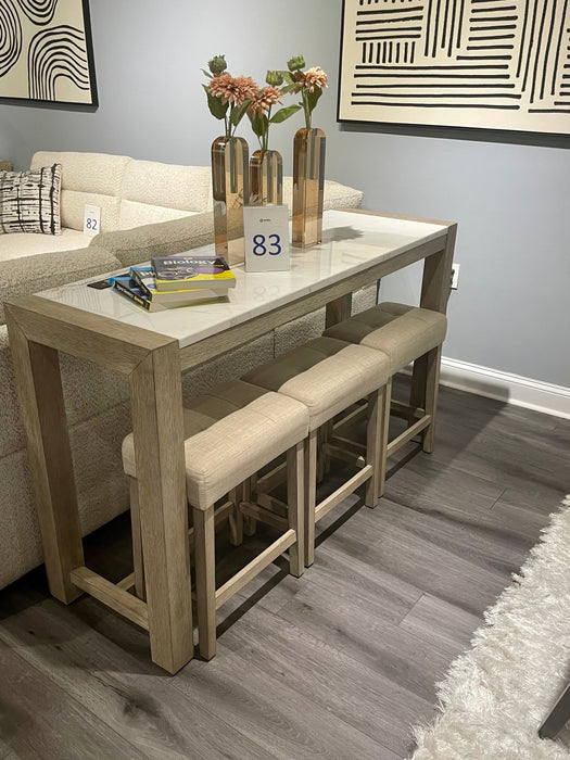 D1321 - Console Sofa Table And 3 Stools - Natural / White