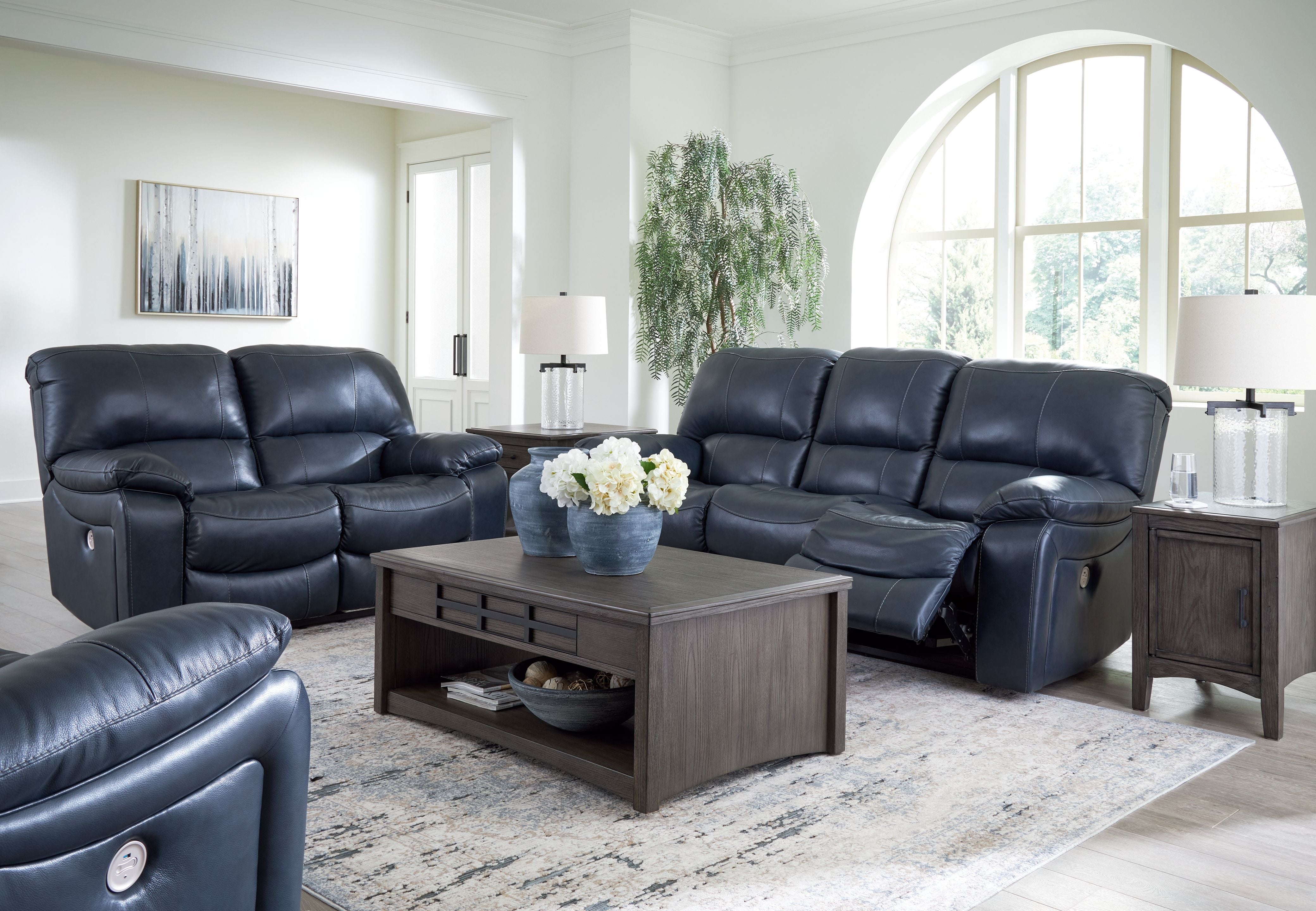 Leesworth - 3 Pc. - Power Reclining Sofa, Power Reclining Loveseat, Power Rocker Recliner - Ocean