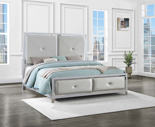 Larue Upholstered Tufted Panel Bed Silver - iDEAL Furniture (Danbury, CT)