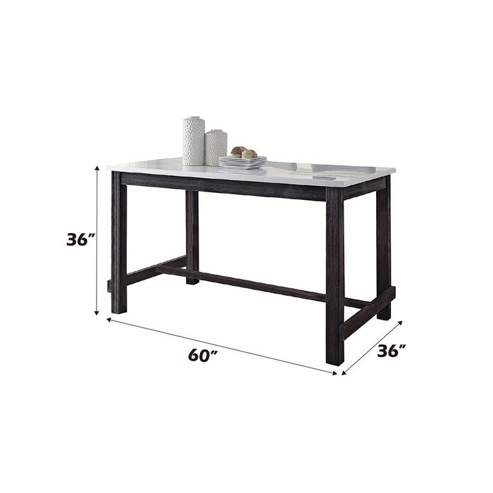 Yelena - Counter Height Table - Marble & Weathered Espresso