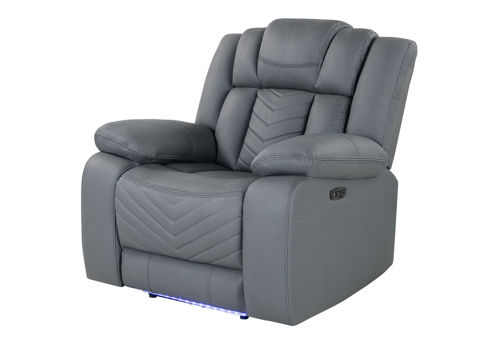 U7068 - 10 Power Reclining Sofa / Power Console Reclining Loveseat With LED - Gray