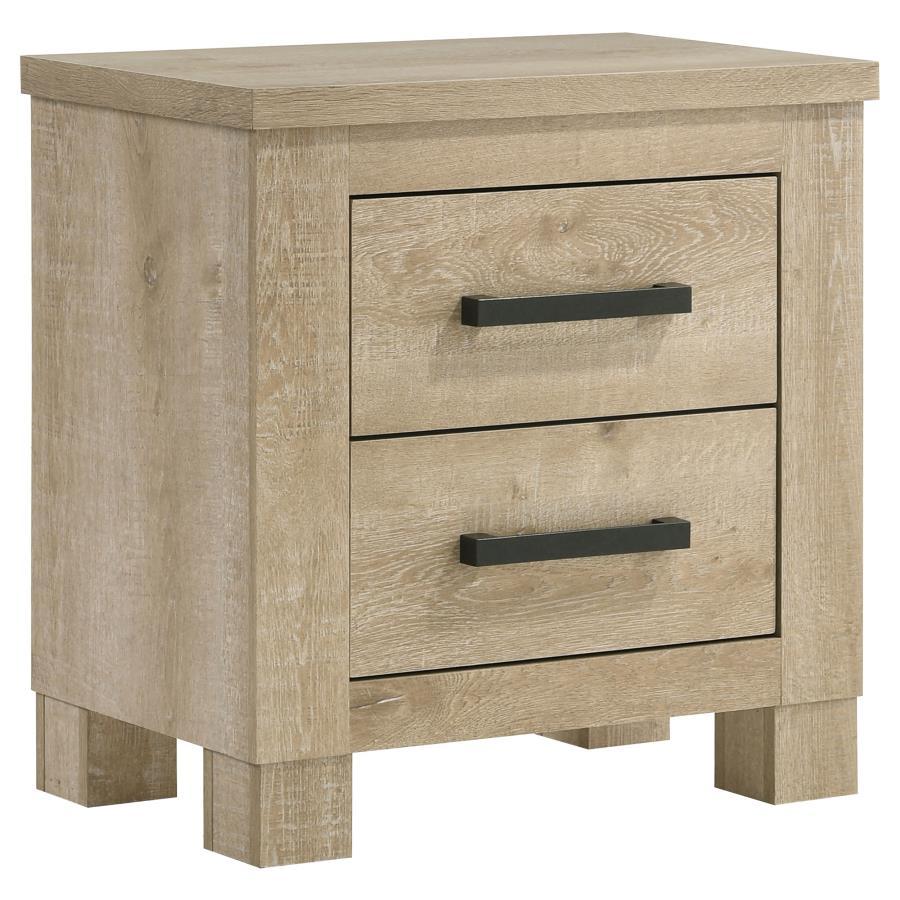 Oakglen - 2-Drawer Nightstand Bedside Table - Weathered Oak
