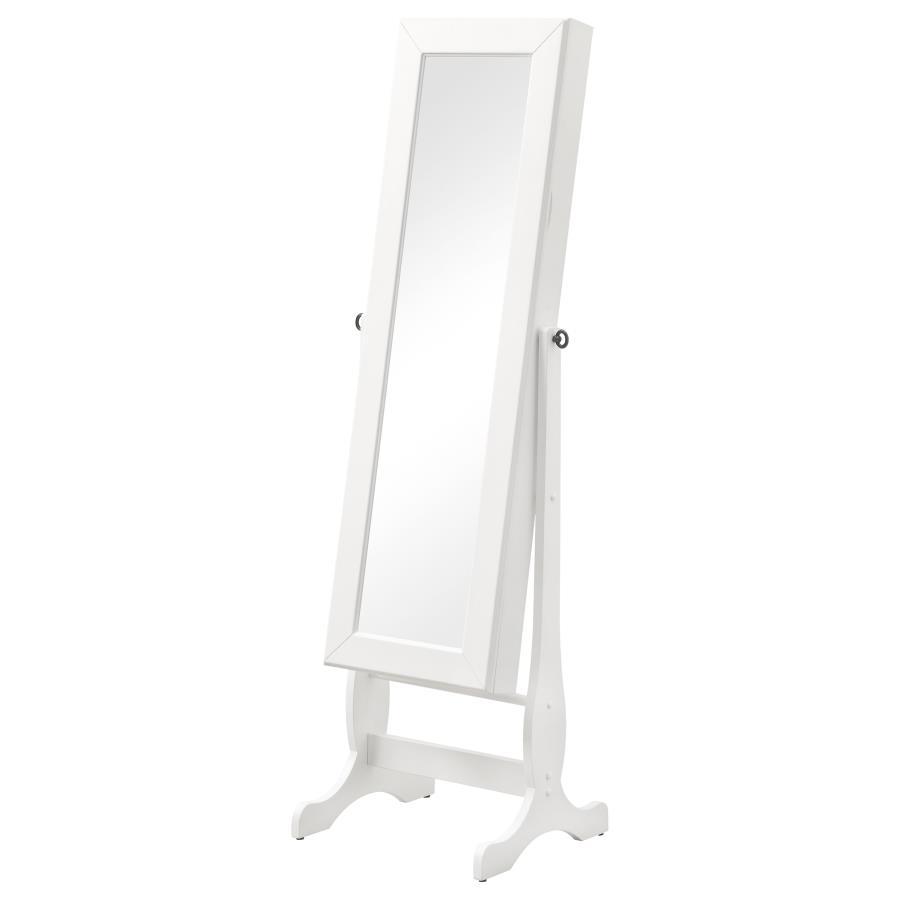 Batista - Cheval Mirror With Jewelry Storage - White