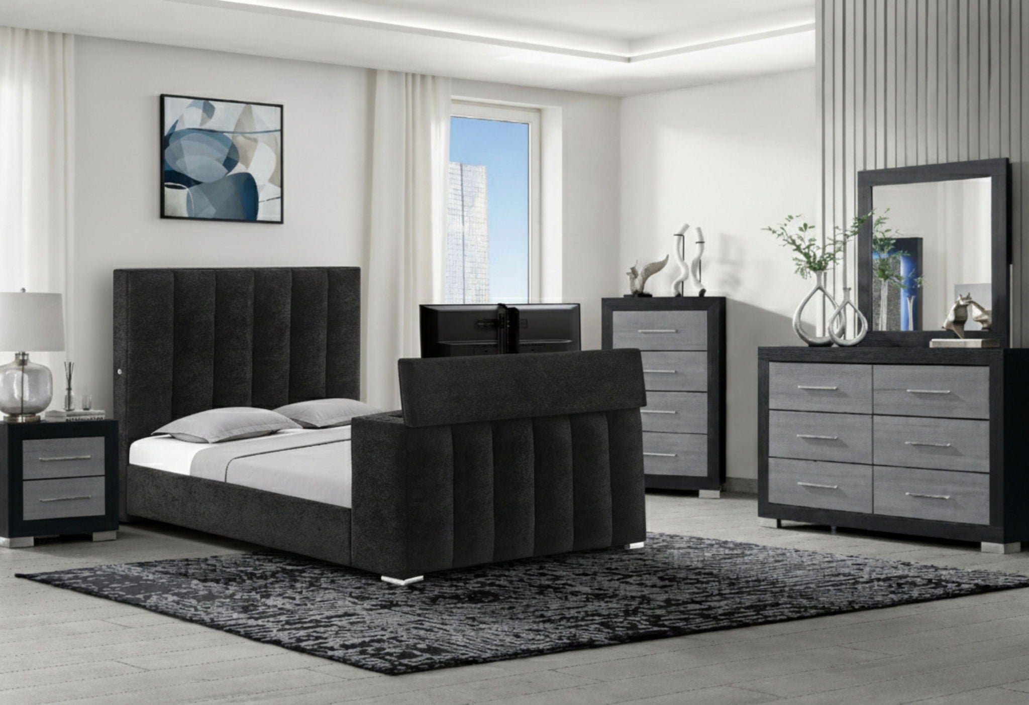 Serenity - 5 Piece Queen Bedroom Set - Black / Dark Gray