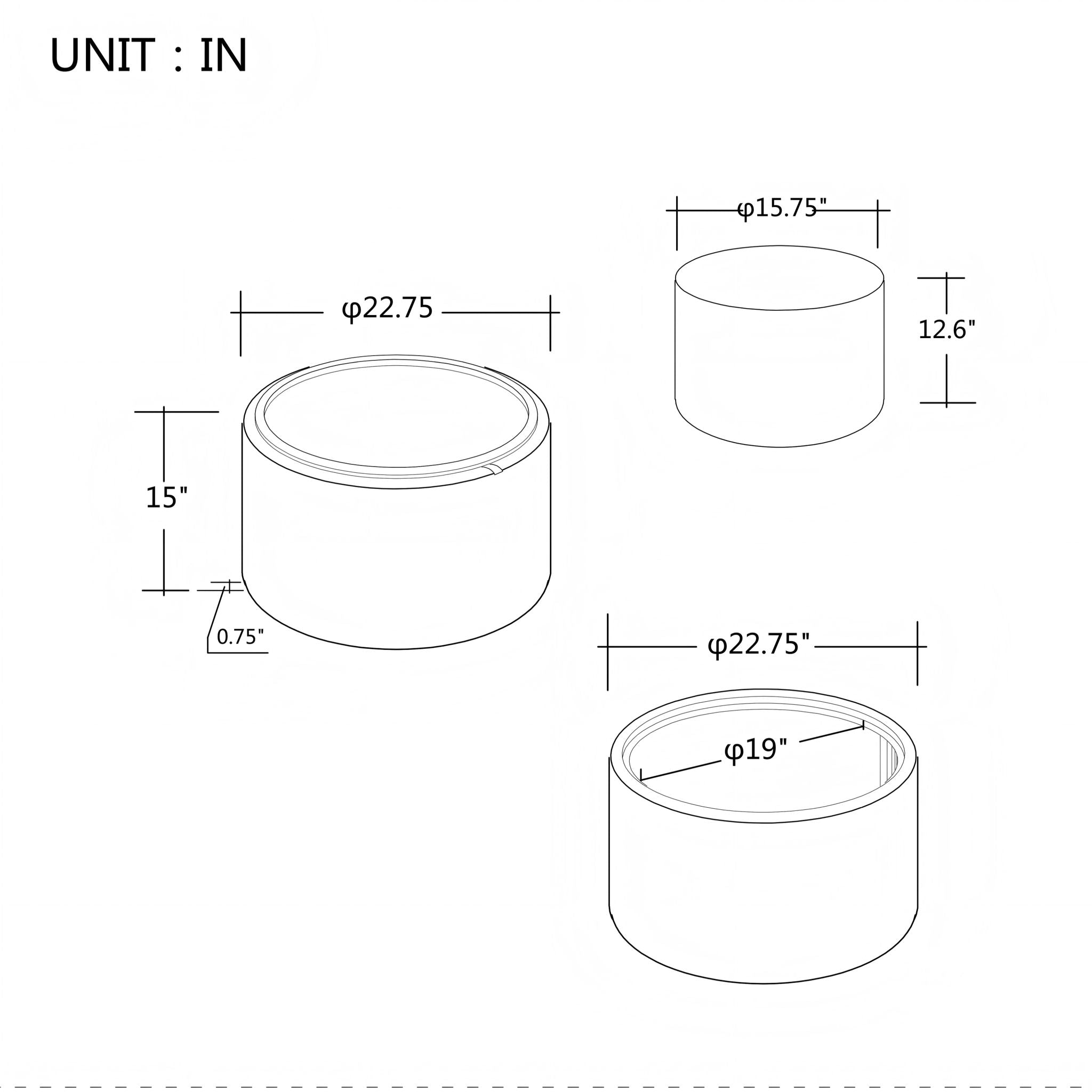 Nesting Ottomans, Round Coffee Table & Bench With Tray (Set of 2)
