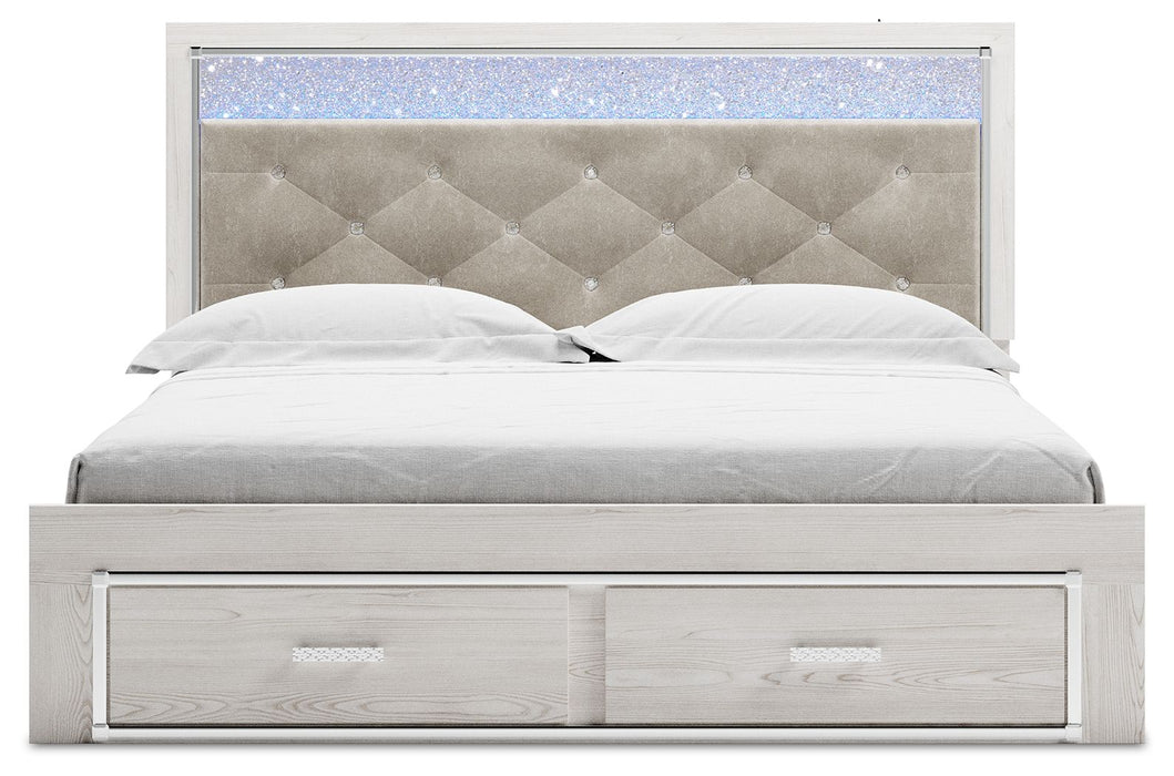 Altyra - White - King Upholstered Storage Bed