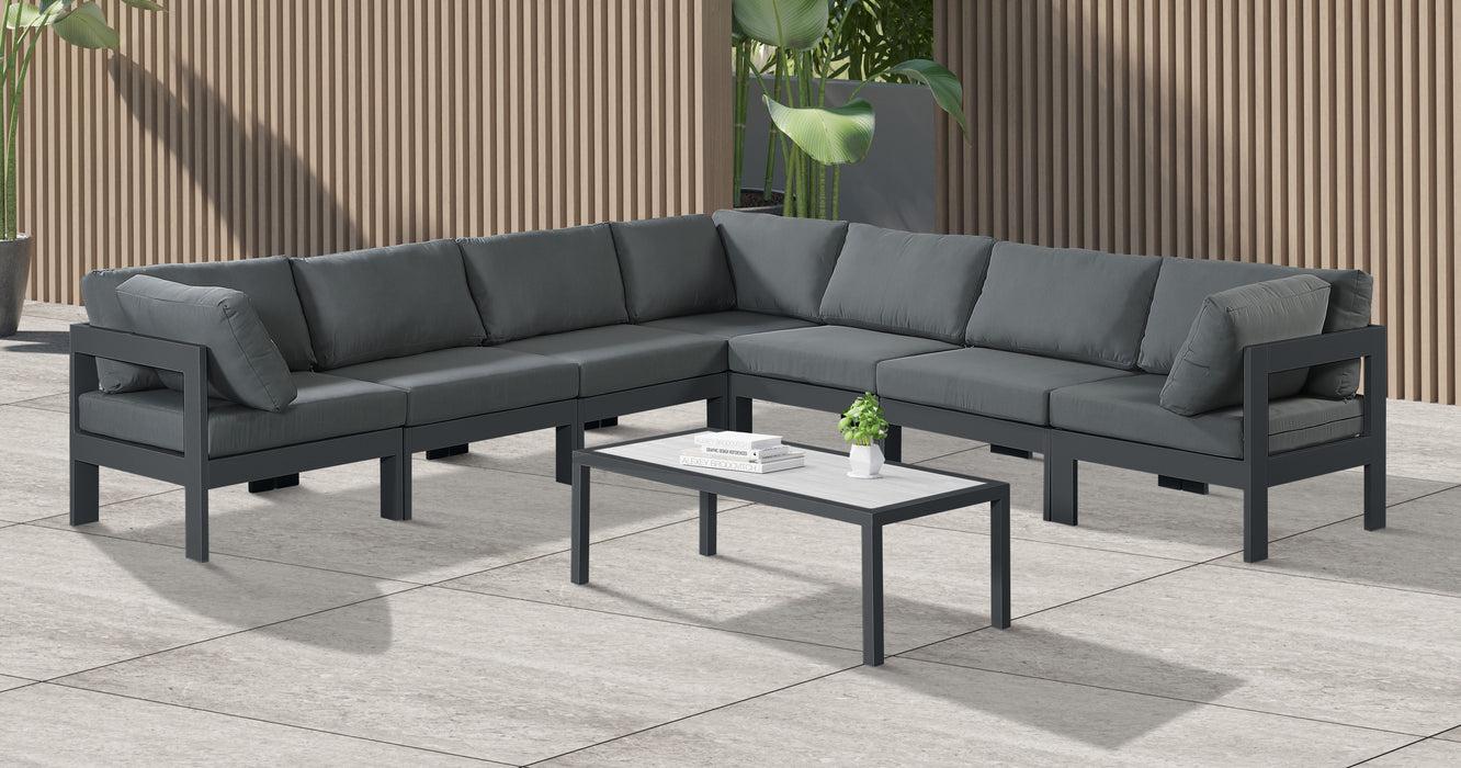 Nizuc - Outdoor Patio Modular Sectional 7 Piece - Gray Dark - Fabric