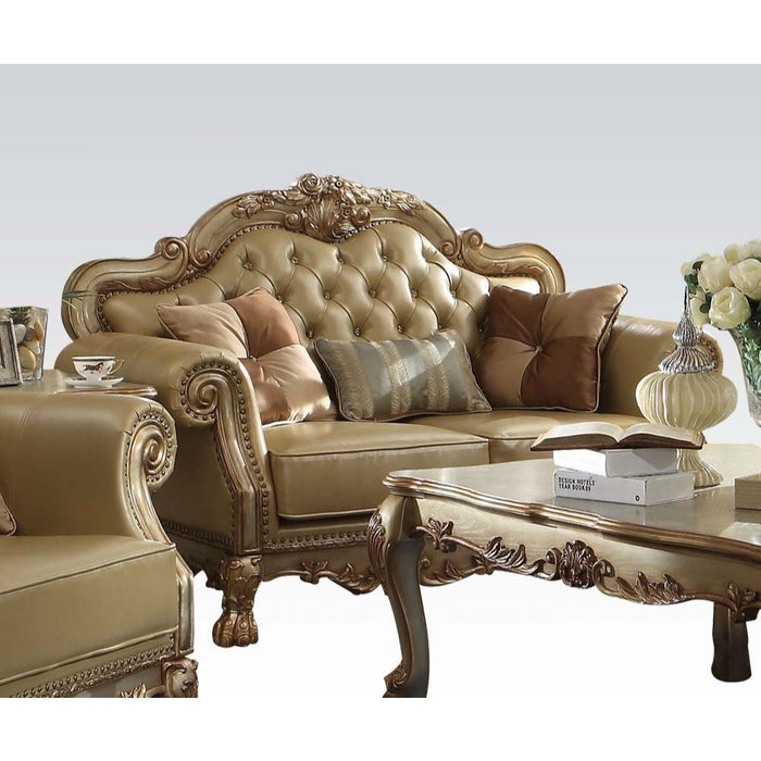 Dresden - Loveseat - Bone PU & Gold Patina