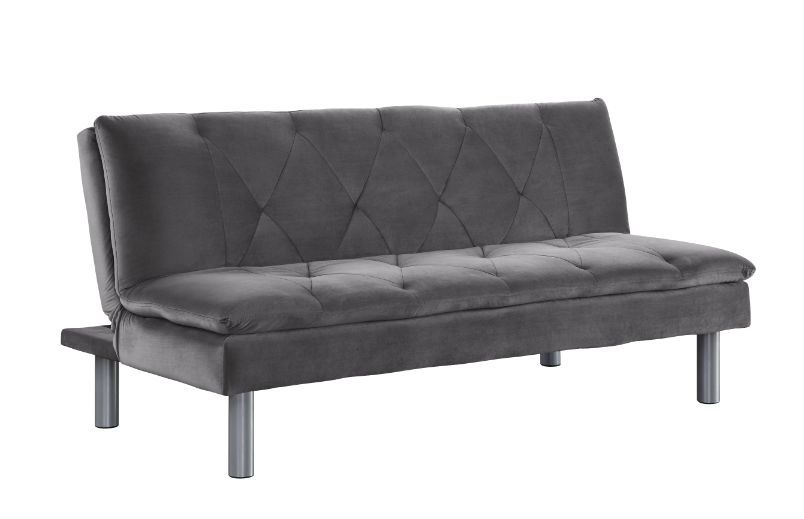 Cilliers - Futon - Gray Velvet & Chrome Finish