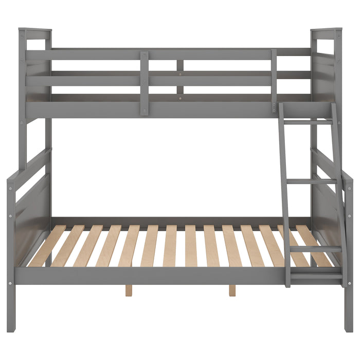 Twin over Full Bunk Bed with ladder, Safety Guardrail, Perfect for Bedroom, White