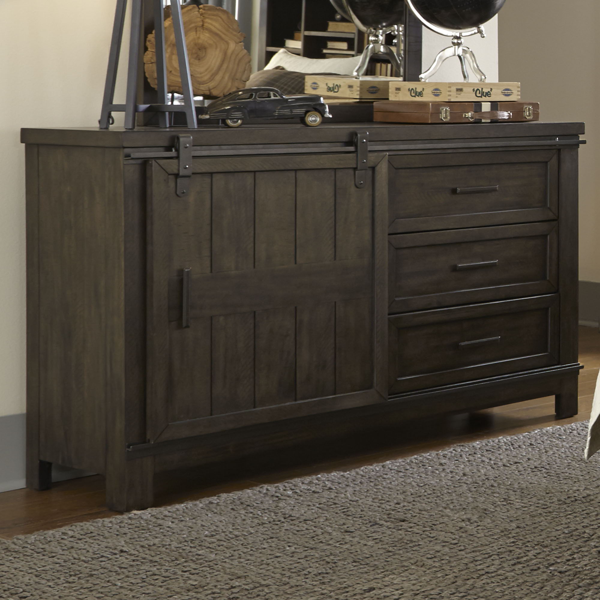 Thornwood Hills - Barn Door Dresser - Dark Brown