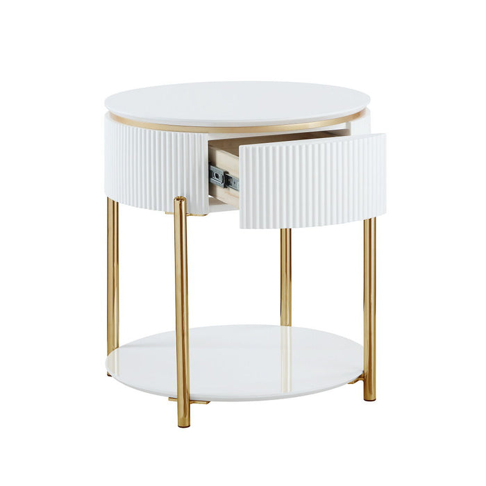 Daveigh - End Table - White High & Gold