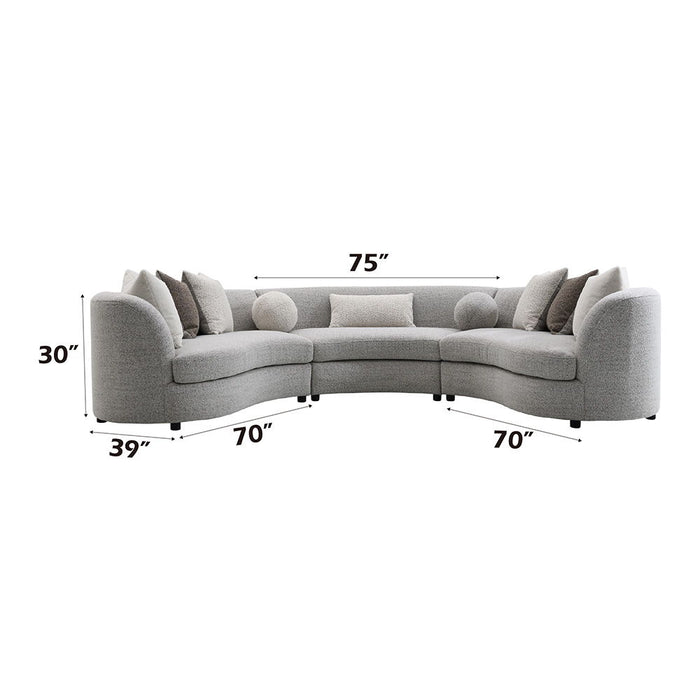 Ivria - Sectional Sofa With 9 Pillows - Gray Boucle