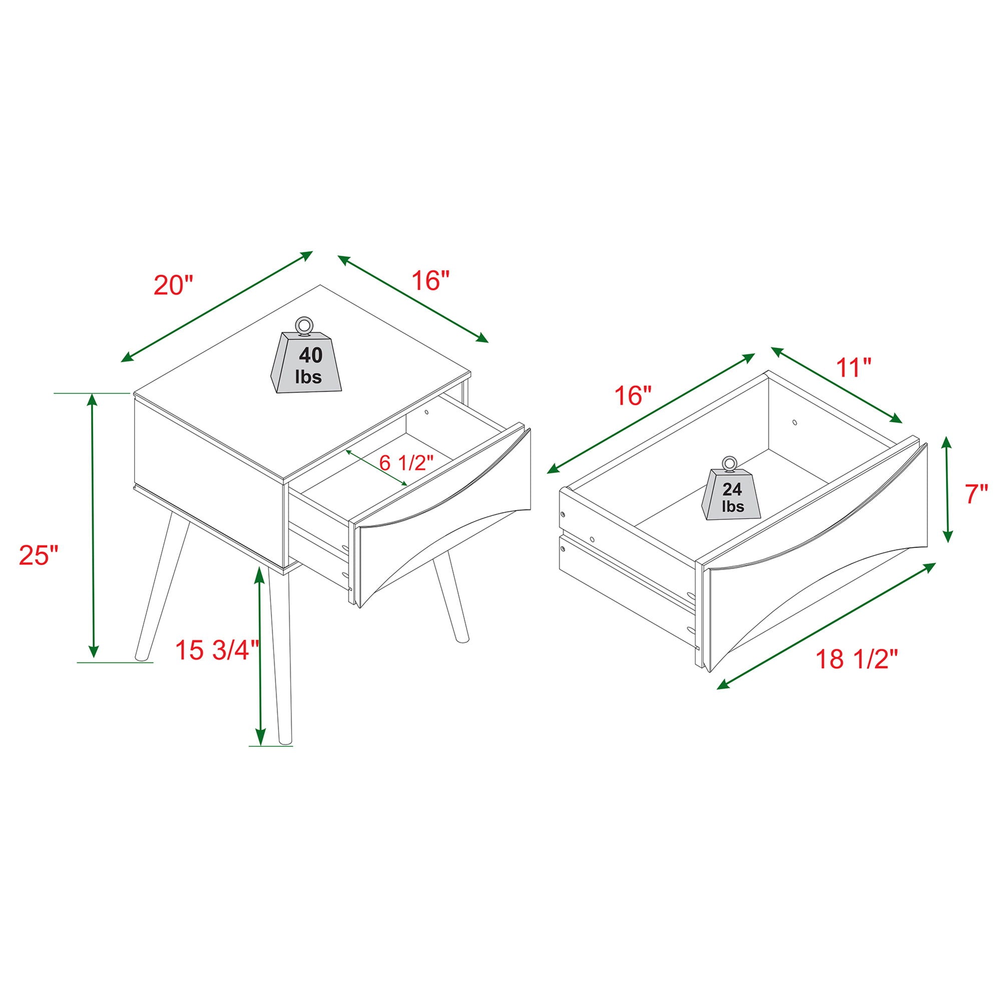 1 Drawer Nightstand - Walnut