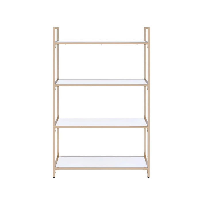 Ottey - Bookshelf - White High Gloss & Gold