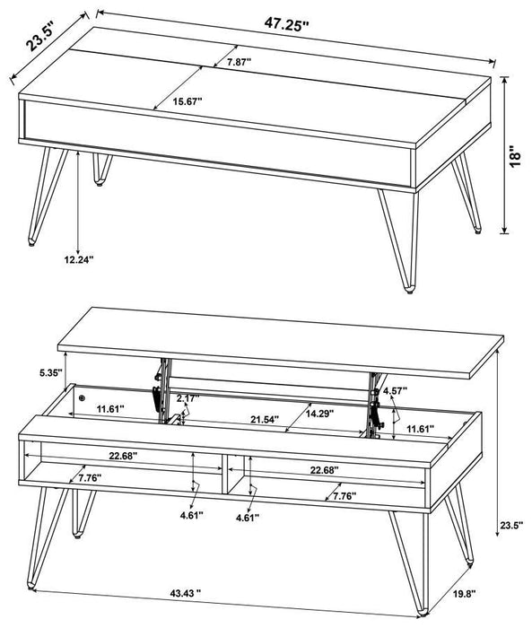 Fanning - Engineered Wood Lift Top Coffee Table - Golden Oak