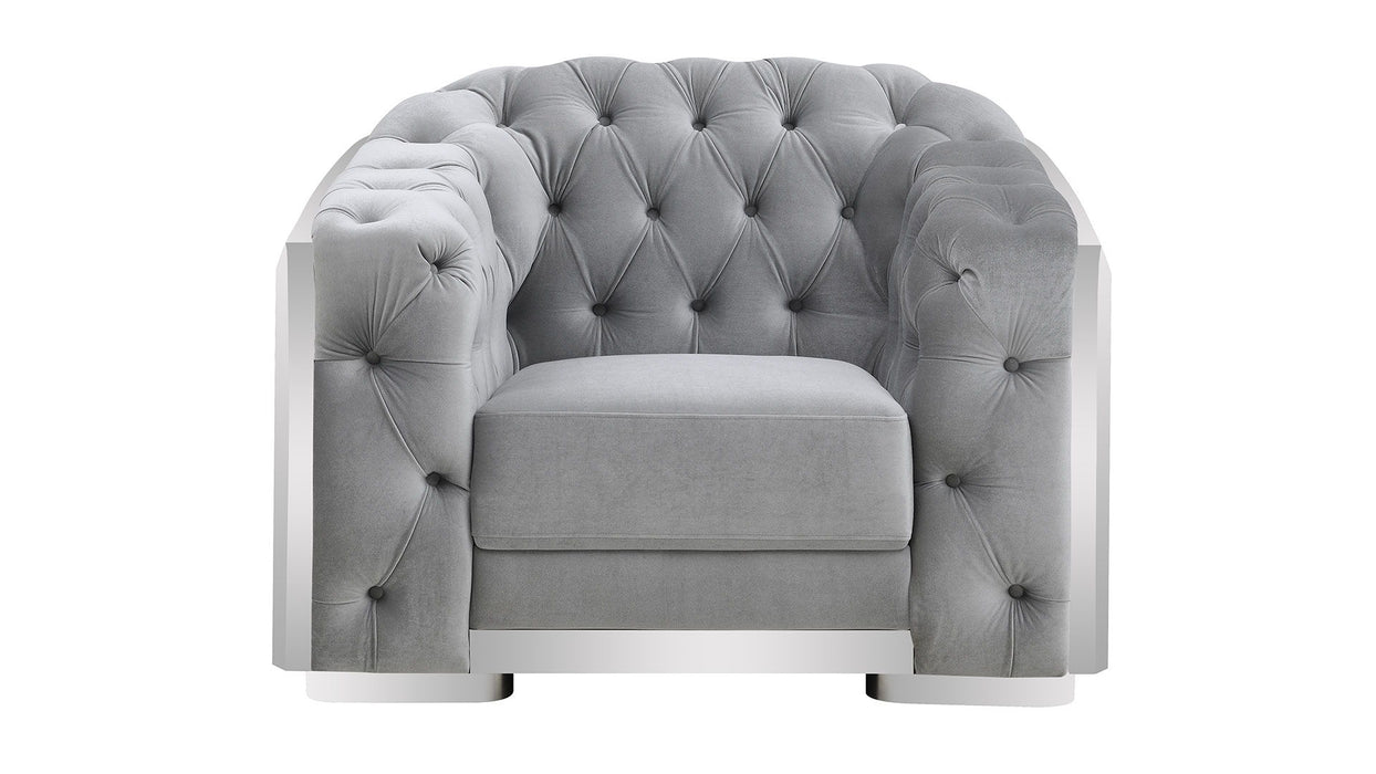 U341 - Velvet Sofa, Loveseat & Chair - Silver