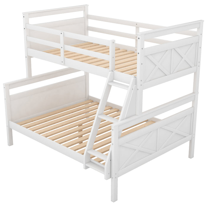 Twin over Full Bunk Bed with ladder, Safety Guardrail, Perfect for Bedroom, White