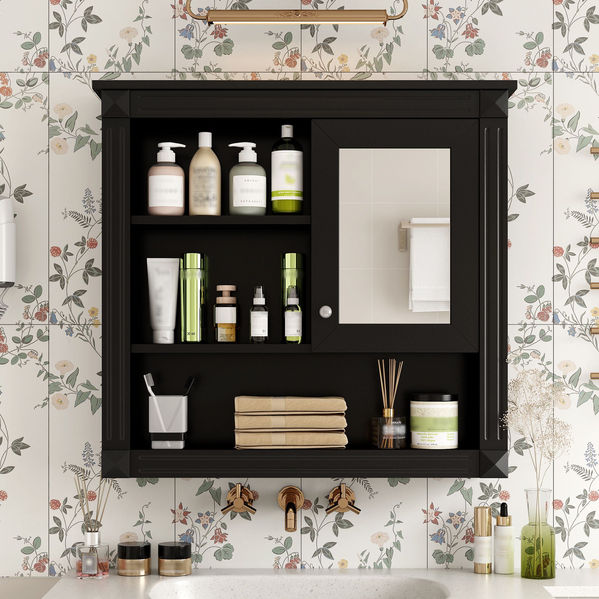 Wall-Mounted Bathroom Cabinet With Mirror And Adjustable Shelves