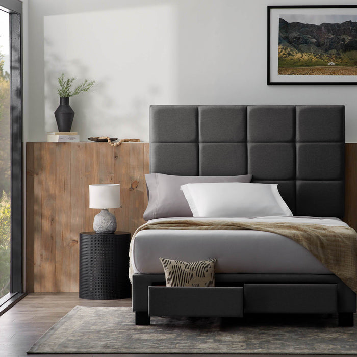 Duncan - Queen Platform Bed Base - Charcoal