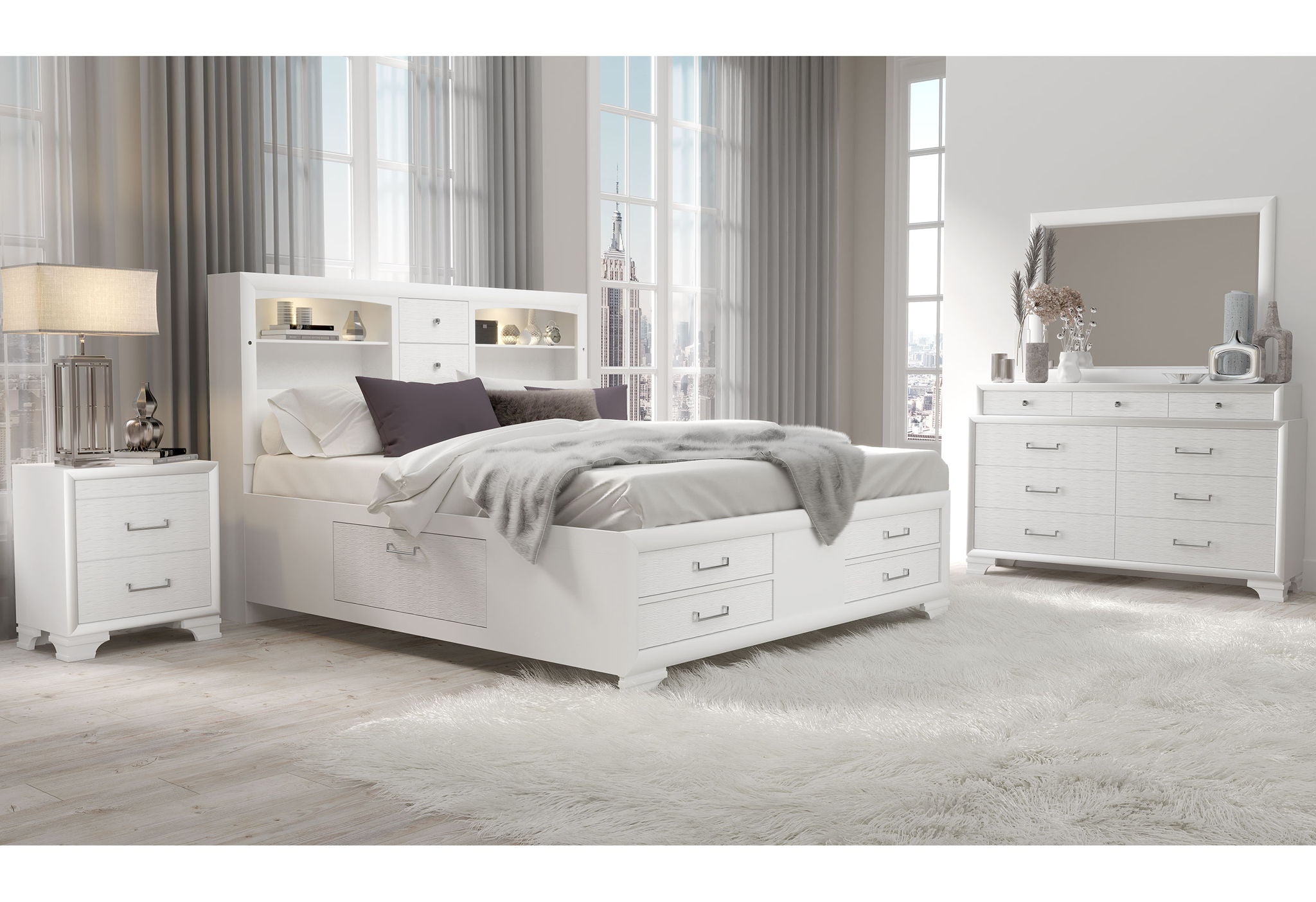 Jordyn - 5 Piece King Bedroom Set - White